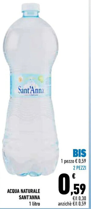 Conad City ACQUA NATURALE SANT'ANNA 1 litro offerta