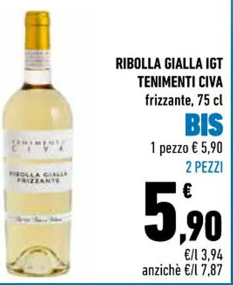 RIBOLLA GIALLA IGT TENIMENTI CIVA frizzante, 75 cl