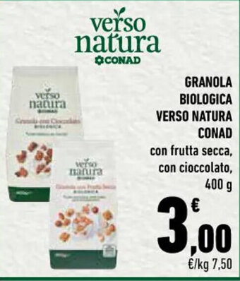 Conad City GRANOLA BIOLOGICA VERSO NATURA CONAD 400 g offerta