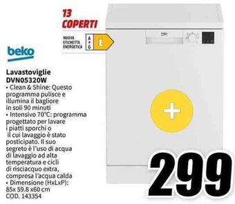 MediaWorld beko Lavastoviglie DVN05320W offerta