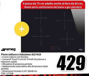smeg Piano cottura a induzione S12741D