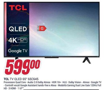 Trony TCL TV QLED 65" 65C645 offerta
