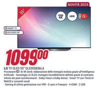 Trony LG TV OLED 55" OLED55B36LA offerta