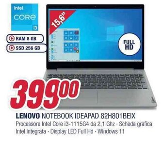 Trony LENOVO NOTEBOOK IDEAPAD 82H801BEIX offerta