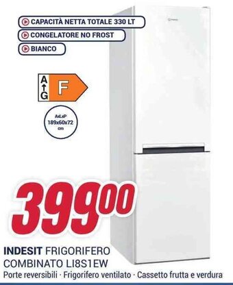 Trony INDESIT FRIGORIFERO COMBINATO LI8S1EW offerta