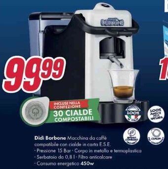 Trony Didi Borbone Macchina da caffè compatibile con cialde in carta E.S.E. offerta