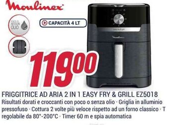 Trony Moulinex FRIGGITRICE AD ARIA 2 IN 1 EASY FRY & GRILL EZ5018 offerta
