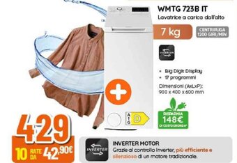 Expert WMTG 723B IT Lavatrice a carica dall'alto offerta