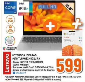 Expert Lenovo NOTEBOOK IDEAPAD IP3151TL6PN82H802UJIX offerta