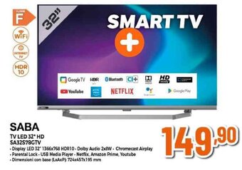 Expert SABA TV LED 32" HD SA32S78GTV offerta