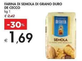 Bennet FARINA DI SEMOLA DI GRANO DURO DE CECCO kg 1 offerta