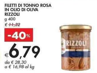 Bennet FILETTI DI TONNO ROSA IN OLIO DI OLIVA RIZZOLI g 400 offerta