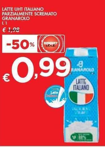 Bennet LATTE UHT ITALIANO PARZIALMENTE SCREMATO GRANAROLO L1 offerta