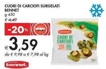 Bennet CUORI DI CARCIOFI SURGELATI BENNET g 450 offerta