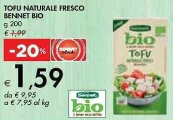 Bennet TOFU NATURALE FRESCO BENNET BIO g 100 offerta
