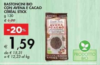 Bennet BASTONCINI BIO CON AVENA E CACAO CÉRÉAL STICK g 130 offerta