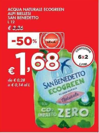 Bennet ACQUA NATURALE ECOGREEN ALPI BIELLESI SAN BENEDETTO L 12 offerta