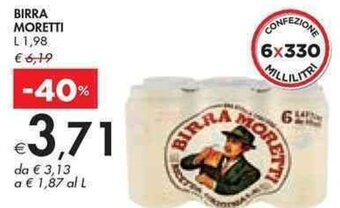 Bennet BIRRA MORETTI L 1,98 offerta