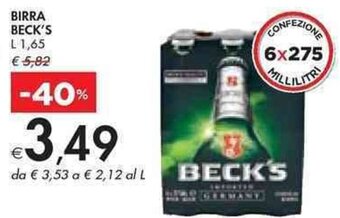 Bennet BIRRA BECK'S L 1,65 offerta