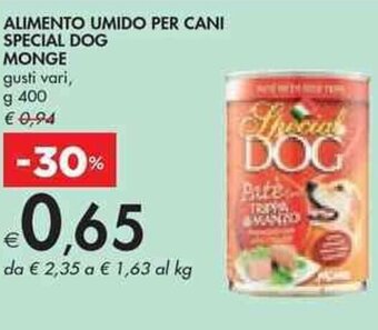 Bennet ALIMENTO UMIDO PER CANI SPECIAL DOG MONGE g 400 offerta