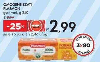 Bennet OMOGENEIZZATI PLASMON gusti vari g 240 offerta