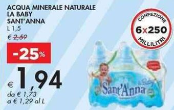 ACQUA MINERALE NATURALE LA BABY SANT'ANNA L 1,5