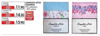Bennet COMPLETO LETTO STAMPATO 1 piazza 1/2 offerta