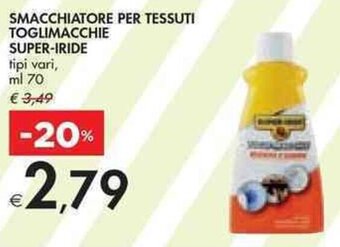 Bennet SMACCHIATORE PER TESSUTI TOGLIMACCHIE SUPER-IRIDE ml 70 offerta