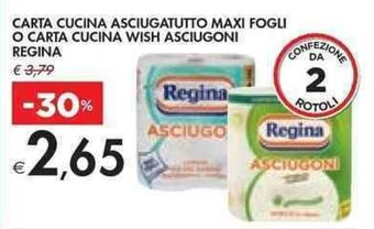 Bennet CARTA CUCINA ASCIUGATUTTO MAXI FOGLI O CARTA CUCINA WISH ASCIUGONI REGINA offerta