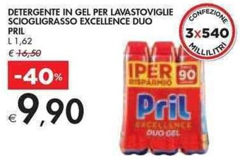Bennet DETERGENTE IN GEL PER LAVASTOVIGLIE SCIOGLIGRASSO EXCELLENCE DUO PRIL L 1,62 offerta
