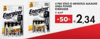 4 PILE STILO O MINISTILO ALKALINE LINEA POWER ENERGIZER