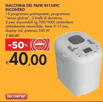 Bennet MACCHINA DEL PANE IN1349C INCONTRO offerta