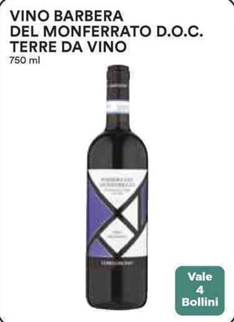 Coop VINO BARBERA DEL MONFERRATO D.O.C. TERRE DA VINO 750 ml offerta