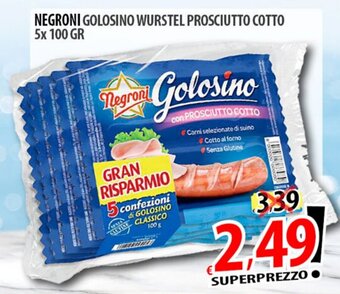 Il Genio Supermercato NEGRONI GOLOSINO WURSTEL PROSCIUTTO COTTO 5x 100 GR offerta