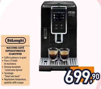 Unieuro DeLonghi MACCHINA CAFFÈ SUPERAUTOMATICA ECAM37070B offerta