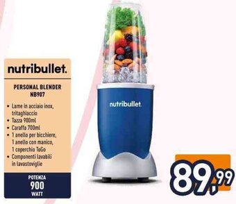 Unieuro nutribullet. PERSONAL BLENDER NB907 offerta