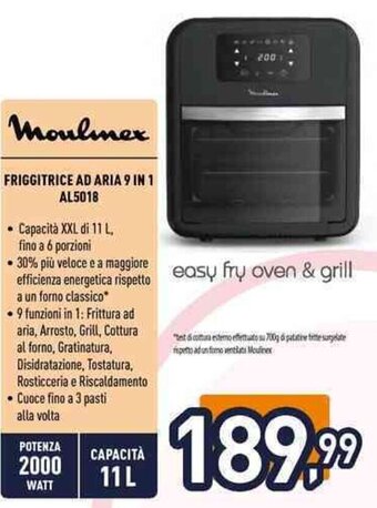 Unieuro Moulinex FRIGGITRICE AD ARIA 9 IN 1 AL5018 offerta