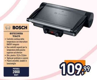 Unieuro BOSCH BISTECCHIERA TCG4215 offerta