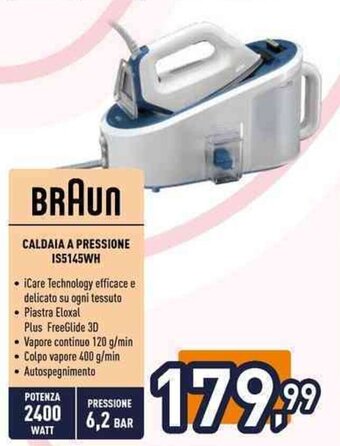 Unieuro BRAUN CALDAIA A PRESSIONE IS5145WH offerta