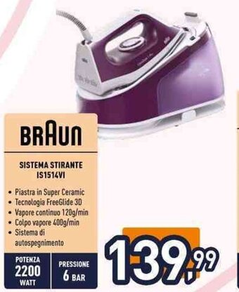 Unieuro BRAUN SISTEMA STIRANTE IS1514VI offerta