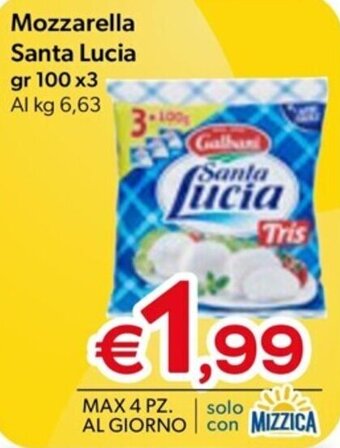 MAX Supermercati Mozzarella Santa Lucia gr 100 x3 offerta