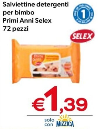 MAX Supermercati Salviettine detergenti per bimbo Primi Anni Selex 72 pezzi offerta