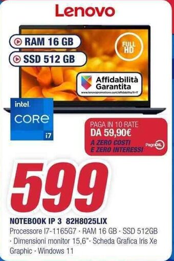 Lenovo NOTEBOOK IP 3 82H8025LIX