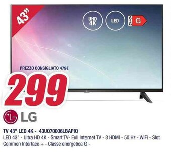 LG TV 43" LED 4K - 43UQ70006LBAPIQ