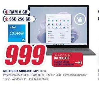 Trony NOTEBOOK SURFACE LAPTOP 5 offerta