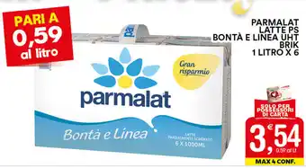 Gecop Parmalat Latte PS Bontà e Linea UHT Brik 1Litro x 6 offerta
