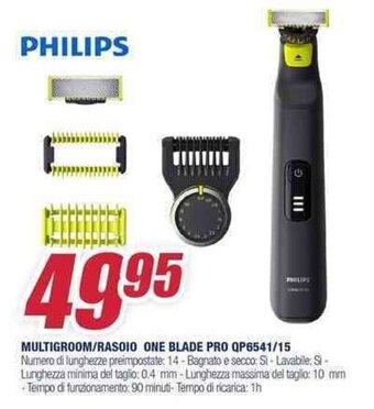 Trony PHILIPS MULTIGROOM/RASOIO ONE BLADE PRO QP6541/15 offerta