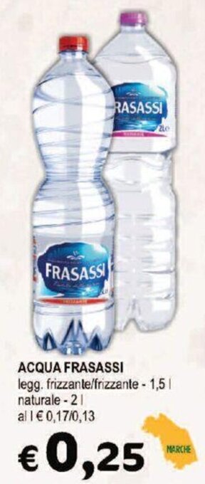 Crai ACQUA FRASASSI legg. frizzante/frizzante - 1,5 l naturale - 2 l offerta