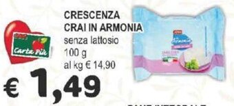 Crai CRESCENZA CRAI IN ARMONIA senza lattosio 100 g offerta