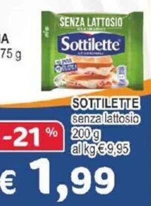 Crai SOTTILETTE senza lattosio 200 g offerta